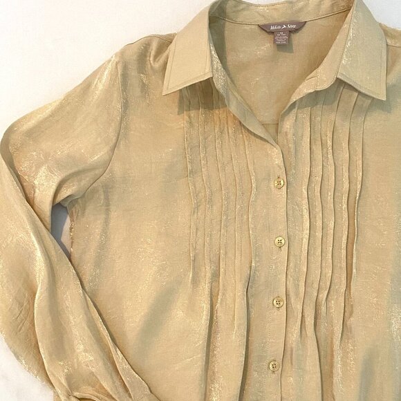 White Stag gold shimmer blouse Womens Medium holidays date night feminine - Picture 3 of 8